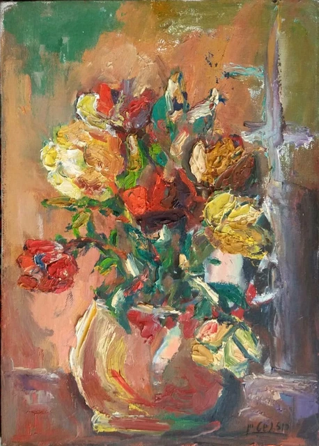 Simion Rosenstein 1926 2006 RUSSIA ISRAEL PAINTER Still Life Flowers PAINTING