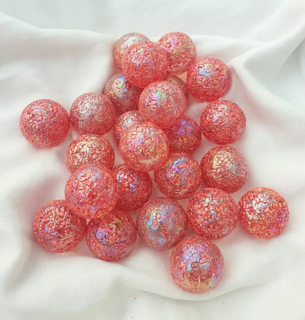 PRINCESS - 12 Beautiful Glass Marbles, Coral Pink Speckles, 22mm, Brand New