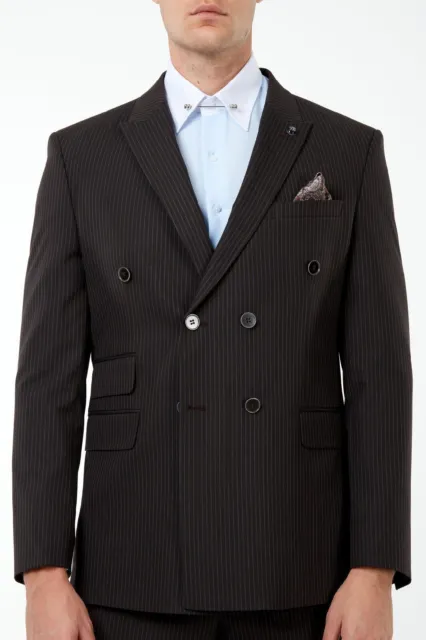 3 Piece Brown Pinstripe Suit 36R x 30W