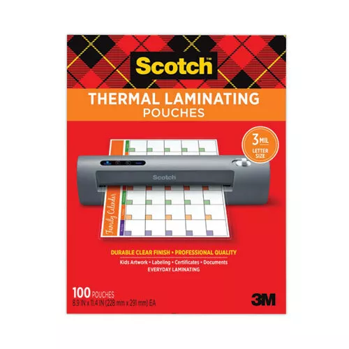 Scotch Laminierfolien, 3 Mil, 22.9cm X 29.2cm, Glänzend Klar, 100 / Packung