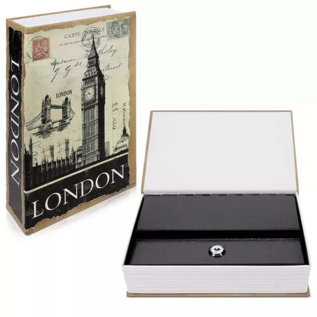 Caja fuerte con forma de libro con 2 llaves - Escondite para reloj joyas dinero