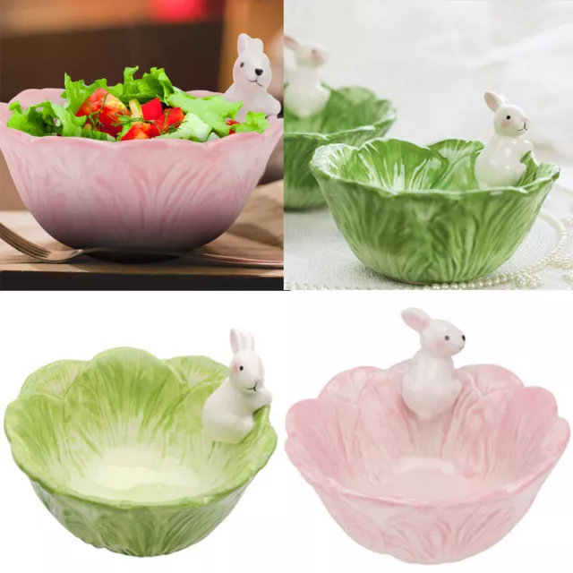 Cute Bunny Bowl Ceramic Fruit Salad Bowl Tableware Rabbit Dessert Food Container