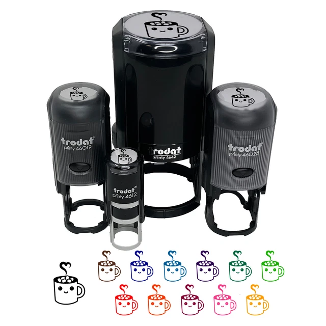 Cute Kawaii Hot Chocolate Self-Inking Rubber Stamp Ink Stamper