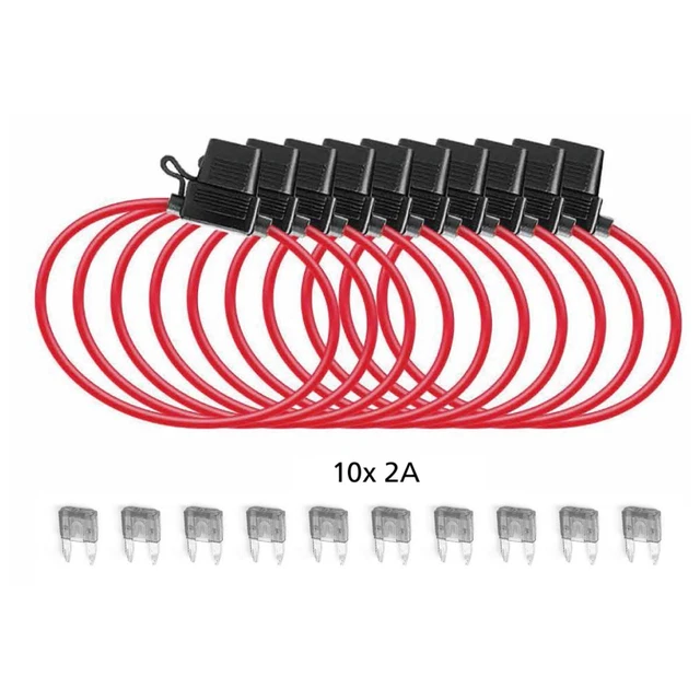 AMPIRE XSM1.0 Porte-fusible avec câble connexion 1,0 mm² + fusible (10 pièces)