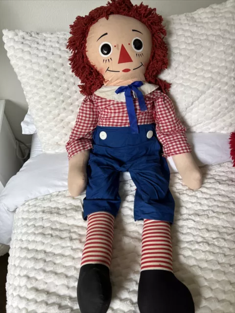 Vintage Knickerbocker Giant XL 38" Raggedy Andy Doll. Saved From Auction!