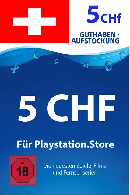 PSN Card CH 5 CHF - 5 CHF PlayStation PS5/PS4 Guthaben Digital Code - Schweiz