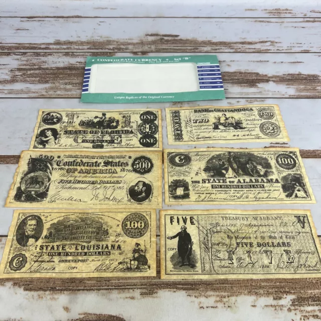 Vintage Confederate Currency Reproduction Set B