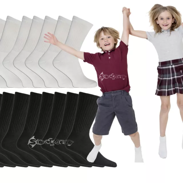 6 or 12 Pairs Kids Cotton Rich School Sport Socks Boys Girls Back to School