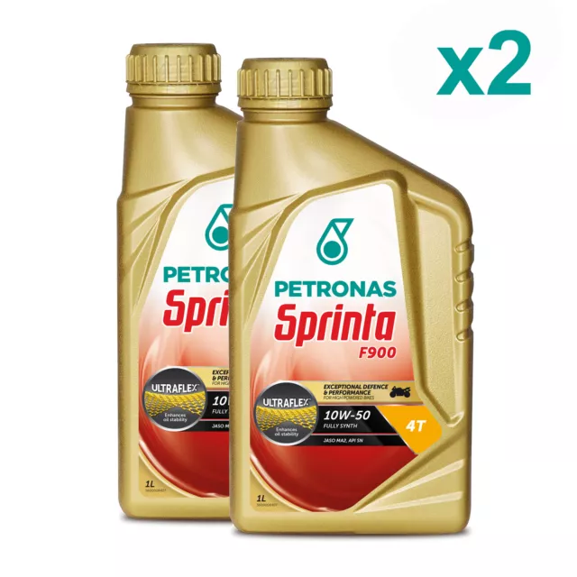 Olio Motore 4 Tempi 4T Sintetico PETRONAS Sprinta F900 10W-50 Kit 2x 1L