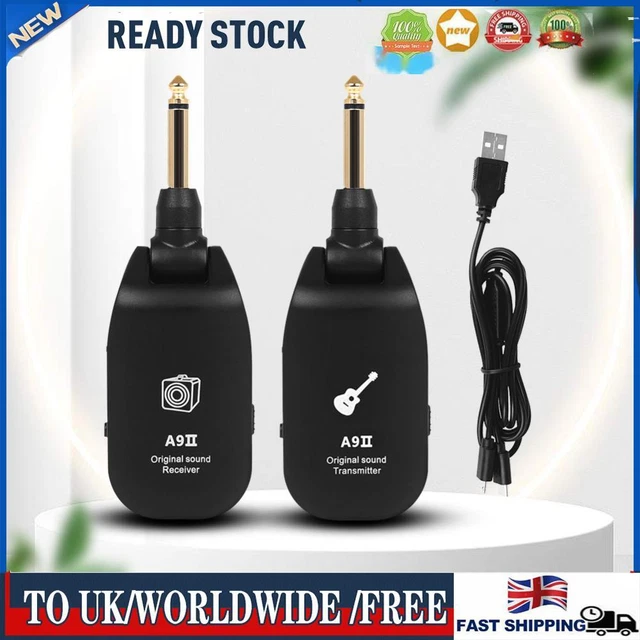 Wireless Guitar System Rechargeable Guitar Bass Transmitter Receiver 6.35mm Plug