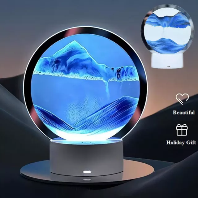 LED Moving Sand Art Picture 3D Dynamic Sand Art,Deep Sea Sandscape Hourglass