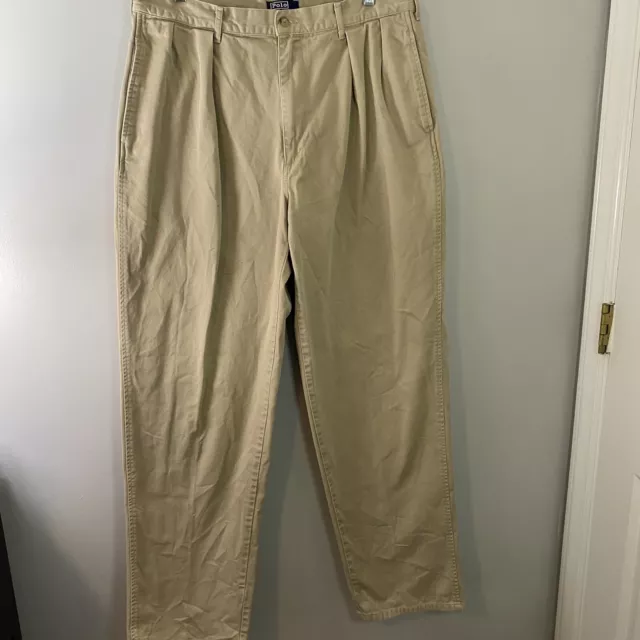 USA Made VTG 90s Polo Ralph Lauren Pleated Chino Pants Slacks Mens Sz 36x34