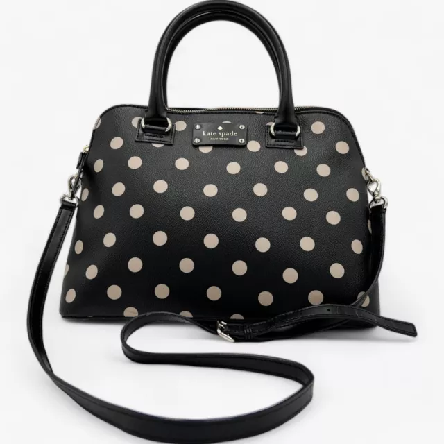 Kate Spade NY Black Pink Polka Dot Leather Bowling Bag