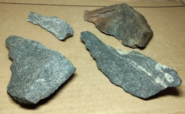 lot of 4 Ancient Native American Stone Curved Hand Cutter Weapon Tool Artifacts