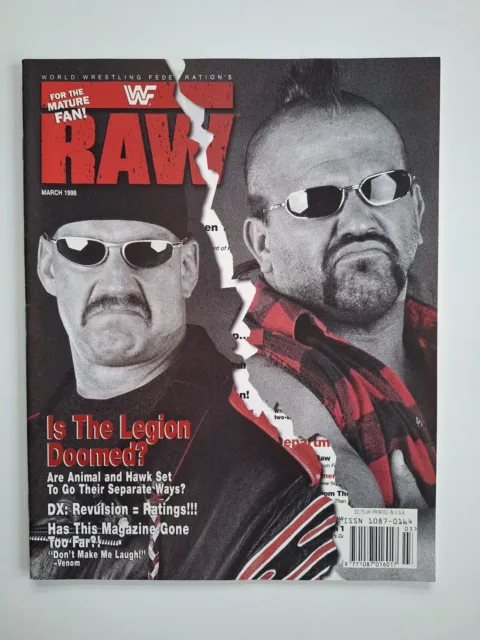 1998 March WWF Raw Magazine Legion Of Doom Hawk Animal Poster Wrestling Hasbro