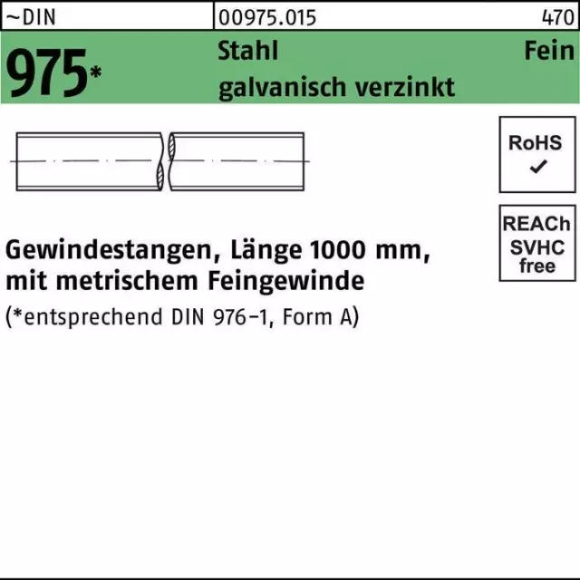 Gewindestange DIN 975 M 14 x 1,5 x 1000mm Stahl galvanisch verzinkt