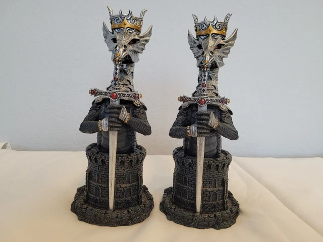  2 -  Dragon with Swords Candlestick Holders