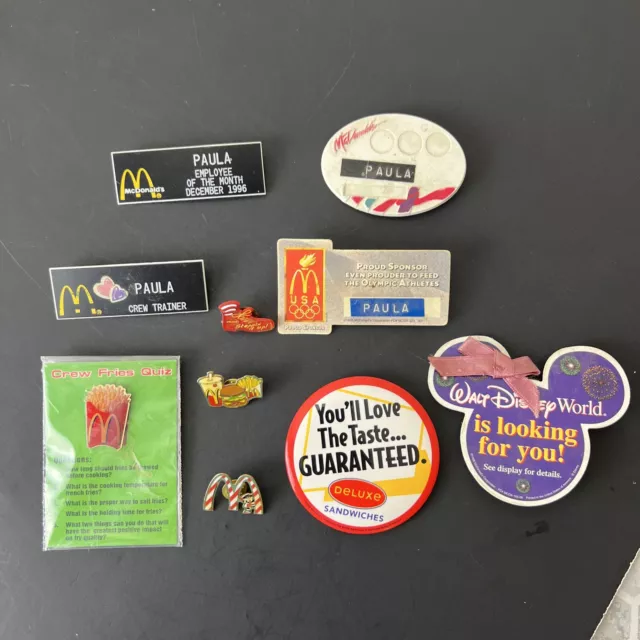 Vintage 1990s McDonalds Crew Pins Lapel Cap Lot Of 10 Pins