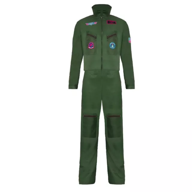 Fantastico costume uniforme pilota verde esercito pistola superiore cosplay uniforme militare adulti bambini 2