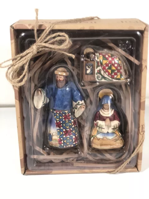 Jim Shore Heartwood Creek Holy Family Ornamento Juego Bebé Jesús María Y José