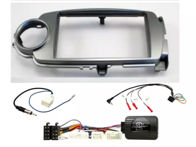 Kit Completo Mascherina Autoradio Navigatore 2 Din Toyota Yaris Silver Dal 2015