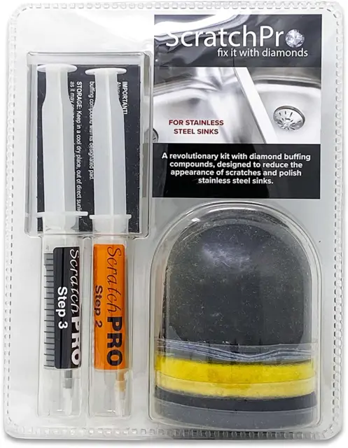 Scratch Pro Kit for Polishing and Repairing Stainless Steel Sinks, with Diamond