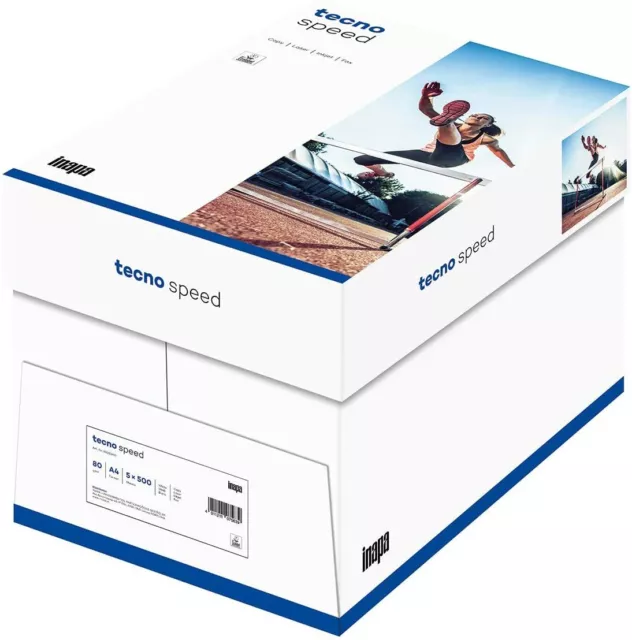 Inapa Drucker- Kopierpapier TecnoSpeed: 80 g/qm², A4 weiß, 2500 Blatt Papier