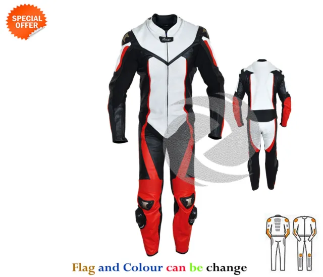 Red motorcycle leather suit 1 piece Motorbike leathers Mens racing bike suit