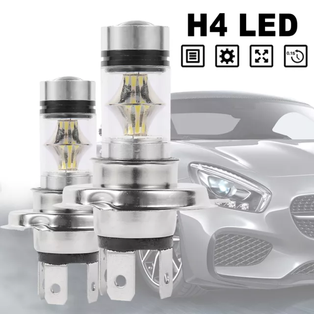 2X H4 200W Car LED Headlight Fog Bulbs 2PCS CREE Kit 8500K Free Canbus HID Error