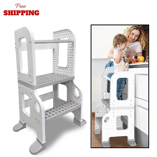 KITCHEN BUDDY KIDS Step Ladder 2in1 Stool for Ages 13 Safe Up To 100