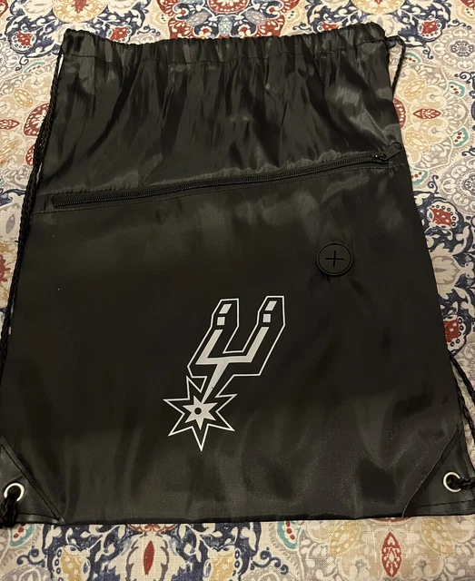 San Antonio Spurs Drawstring Backpack Bag Black Iron On Logo￼ NBA