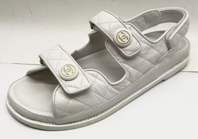 CHANEL, Shoes, Chanel 2c Black Caviar Gold Cc Logo Mule Slide Strap Flat  Teva Dad Sandal 37