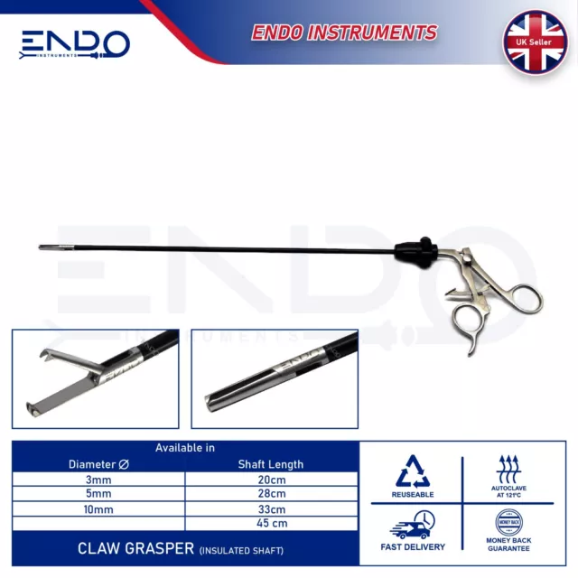 ENDO Neuf 5mm 45cm Laparoscopique Griffe Pince à Préhension 2x3 Dent Bariatrique