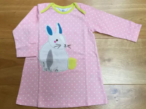 Baby Girls New X Mini Boden Rabbit Bunny Applique Jersey Dress 3-6 Months Easter