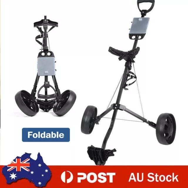 NEW Foldable Golf Buggy Trolley Cart Push Pull 2 Wheels Aluminum Cart