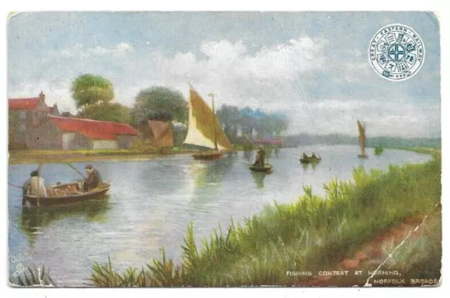 Fishing Contest At Horning, Norfolk Broads, GER Postcard.