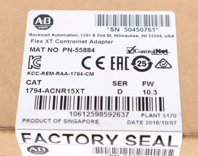 1794-ACNR15XT Allen-Bradley Flex XT Controlnet Adapter 1794ACNR15XT