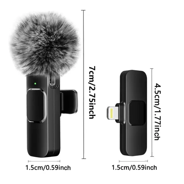 Microfono Wireless registrazione Audio Video Mini Mic per iPhone, Android