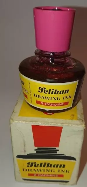 Vintage Pelikan  Drawing Ink 1 Oz  Bottle - 2 CARMIN