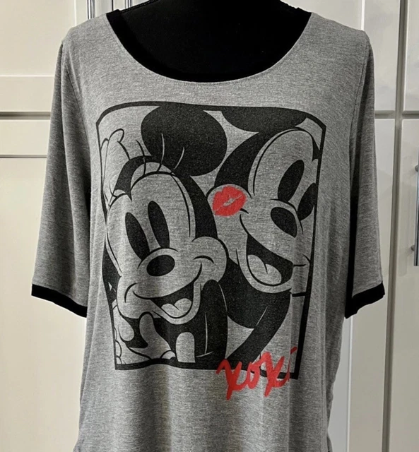 Torrid Sz 1 Disney Mickey Minnie Mouse Black Tee T-shirt Top Womens Plus Size 1X
