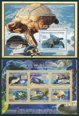 RAC186 Guinea-Bissau 2014 MNH 2 S/s High CV Uccelli Colibrì Rettili Tartarughe 
