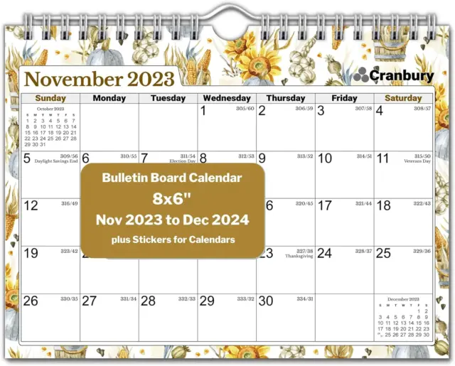 CRANBURY Mini Wall Calendar 2024 - (8X6, Seasons) Use Now to Dec 2024, Mini Wall
