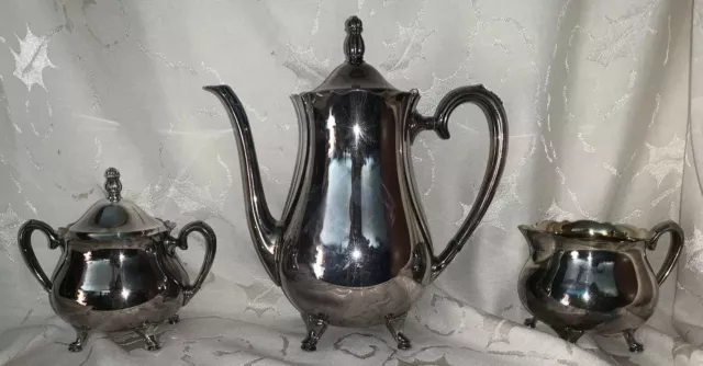 Heirloom Silverplate Teapot, Creamer And Sugar 3 piece set Vintage