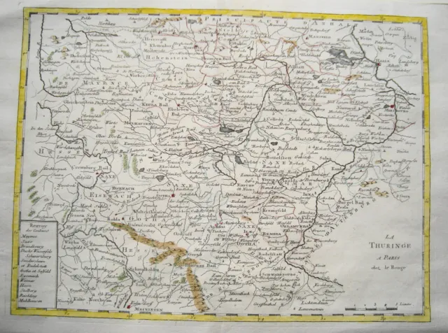 Ordruff Gotha Ilm Eisenach Keula  Thüringen Landkarte  Kupferstich Le Rouge 1757