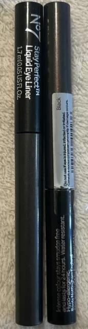 2 No7 Stay Perfect Liquid Eye Liner Black Fast Free Shipping Lot Of 2