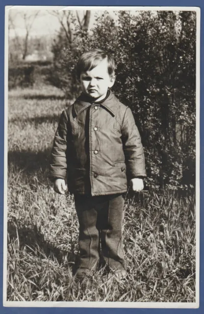 Beautiful Boy in a jacket in nature Soviet Vintage Photo USSR