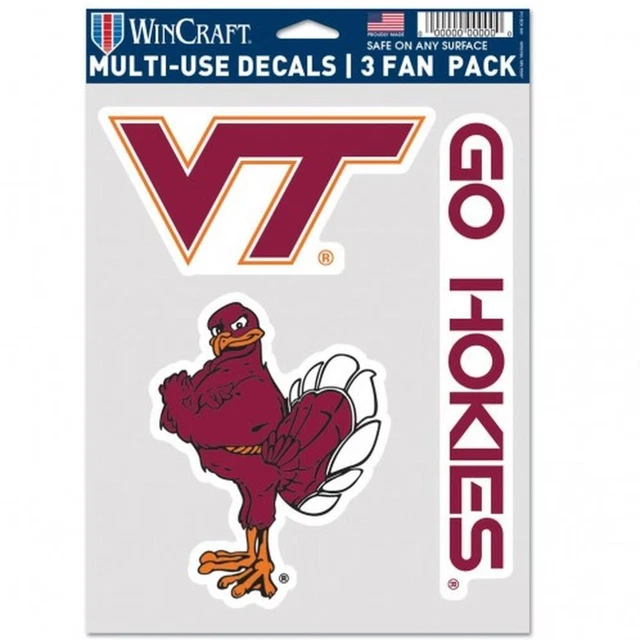 Virginia Tech Hokies Multi Use Fan 3 Pack Decal Set [NEW] Sticker Emblem Car