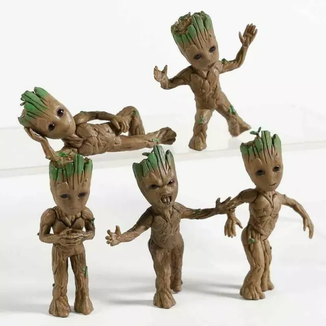 5XSet Guardians of The Galaxy Baby Tree Man Groot Figure Car Decor Toys 5-8cm