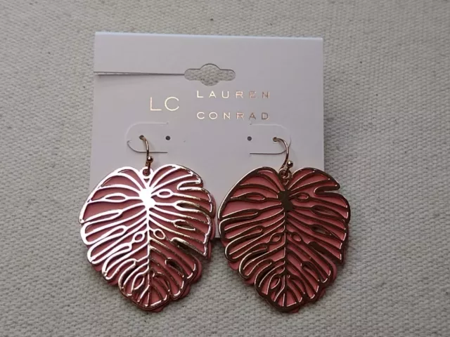 LC Lauren Conrad 1-Pair Leaf Earring Gold Tone