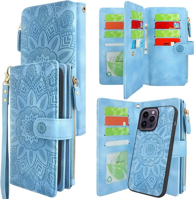 For Iphone 14 Pro Max 6.7 Inch 5G 2022 Wallet Case Detachable Magnetic Cover Zip